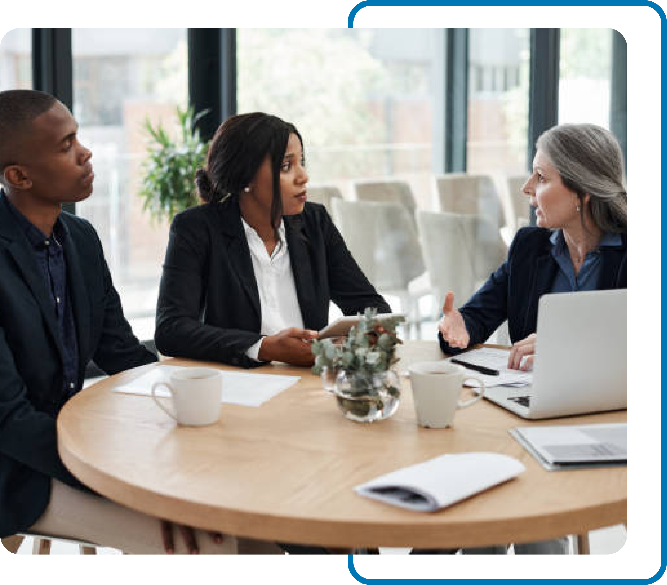 Three people consulting